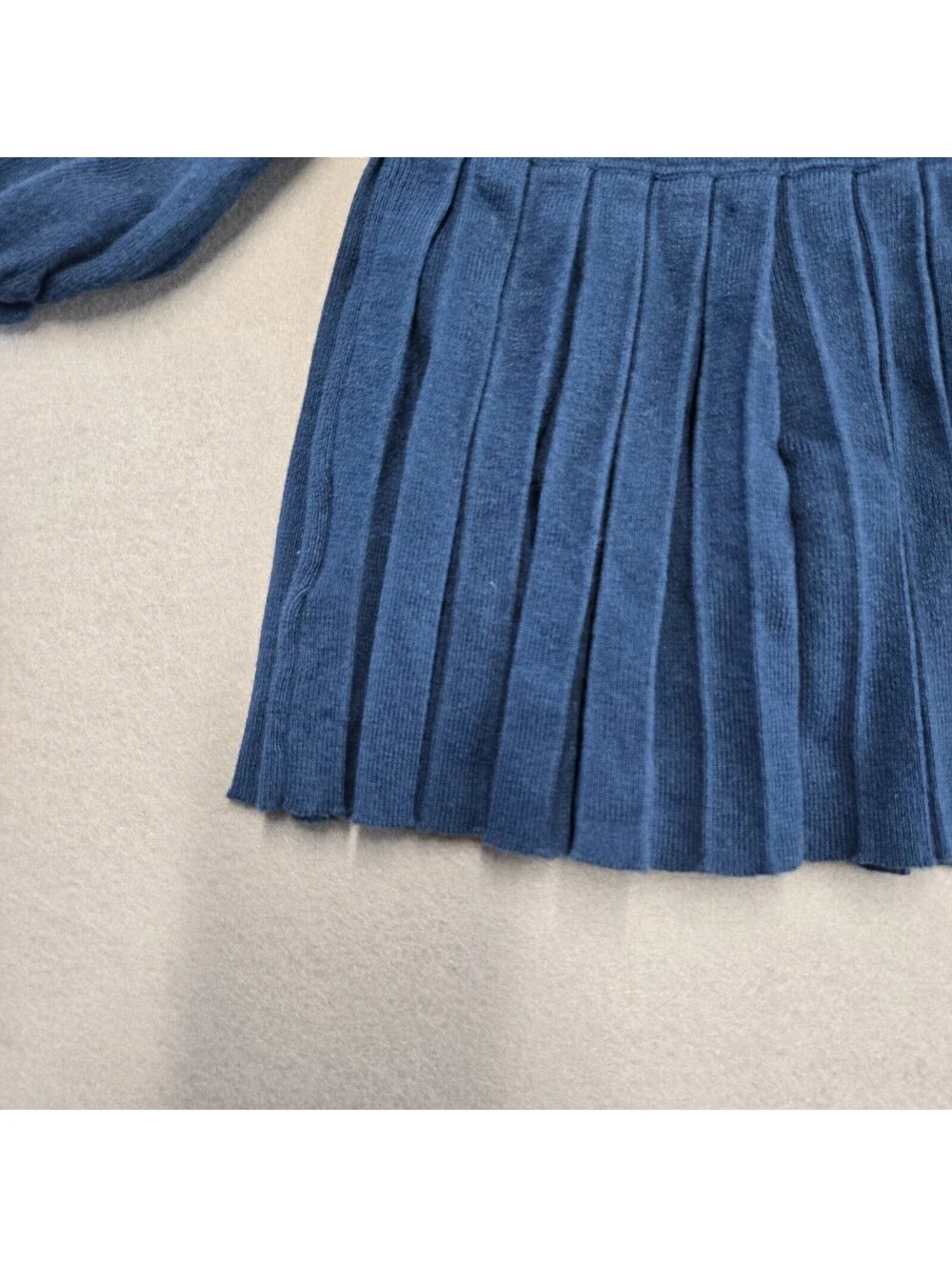Cygnet Living Pleated Knit Dress Girls 12M Navy Cream Cotton Cashmere Blend NWOT